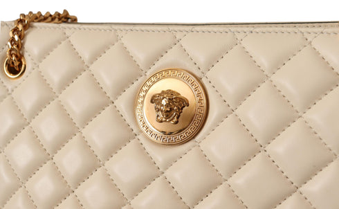 Versace White Nappa Leather Medusa Large Tote Bag